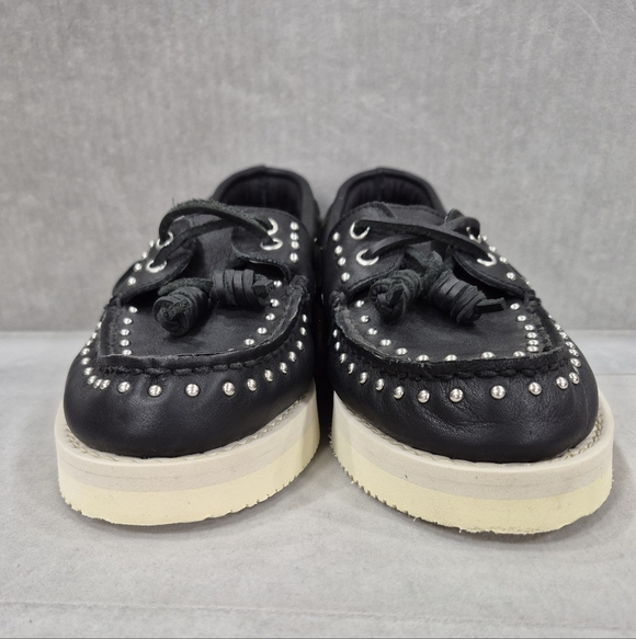 Sperry X Rebecca Minkoff shoes women's 8 black leather studded boat deck - Picture 4 of 12
